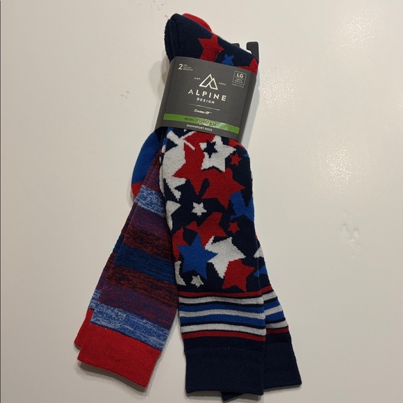 Alpine Other - Alpine Men’s Ski Socks 2-Pack in Snowsport Stars and Stripes OTC Blue Red